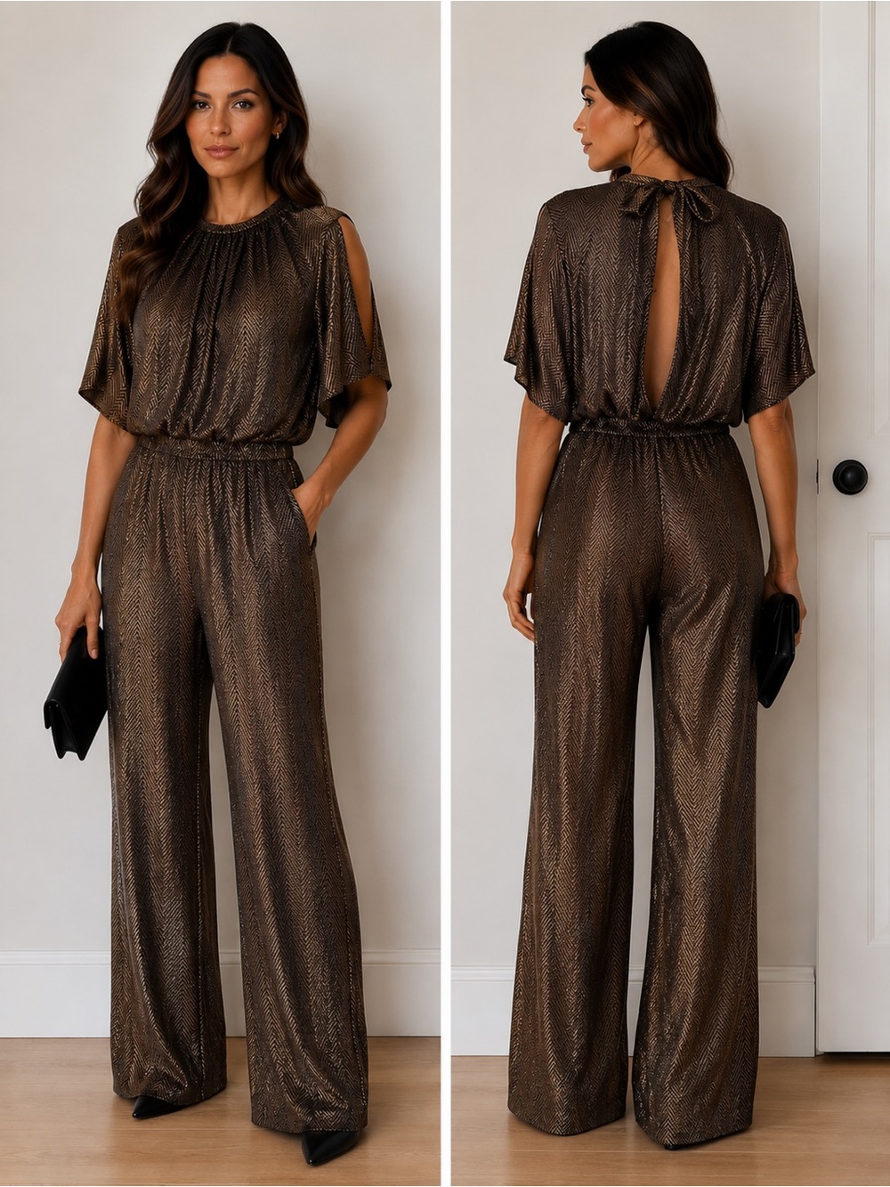 Temperley London metallic brown woven jumpsuit